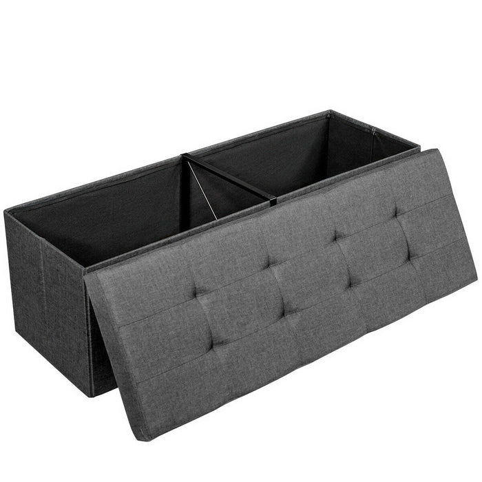 Grey Bench-Style Storage Ottoman with Folding Feature - Perfect for Hallway Clutter Management