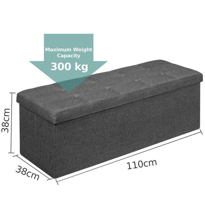 Grey Bench-Style Storage Ottoman with Folding Feature - Perfect for Hallway Clutter Management