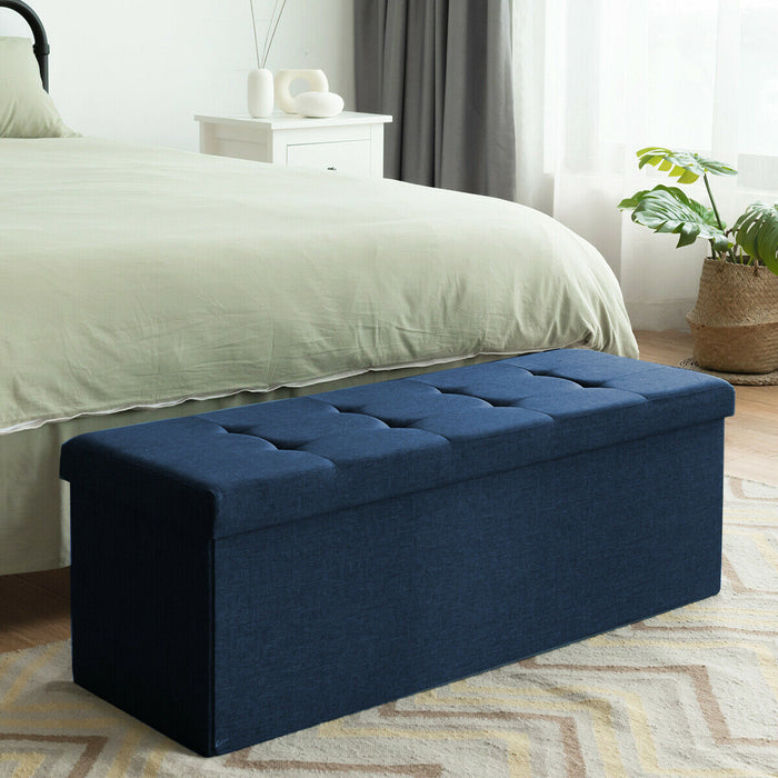 Grey Bench-Style Storage Ottoman with Folding Feature - Perfect for Hallway Clutter Management