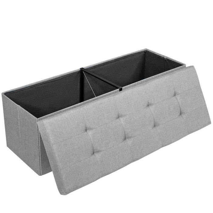 Grey Bench-Style Storage Ottoman with Folding Feature - Perfect for Hallway Clutter Management