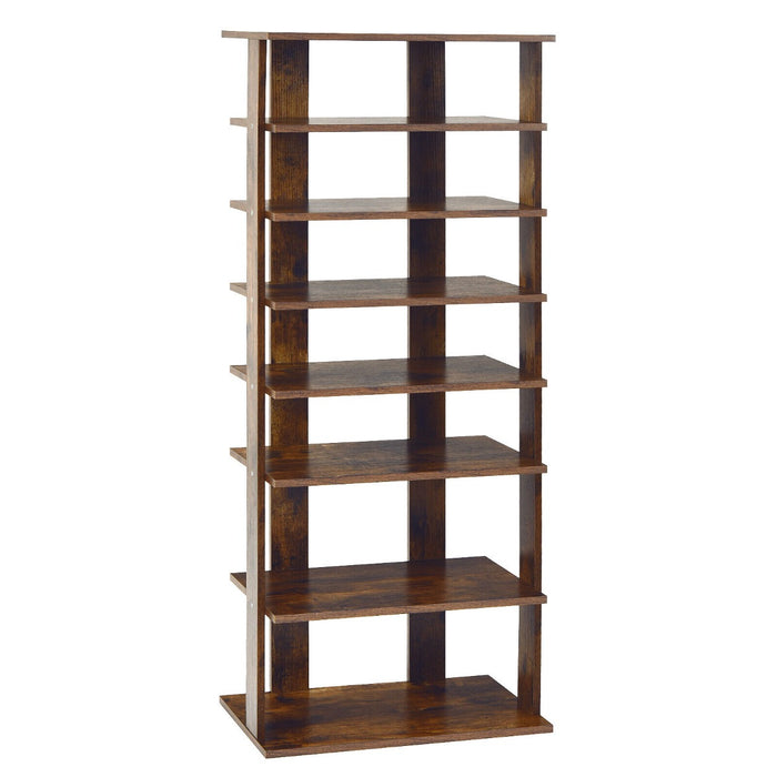 Wooden Black Shoe Rack - Extra Wide Vertical Storage with 7 Shelves - Ideal for Closet Organization and Space Saving