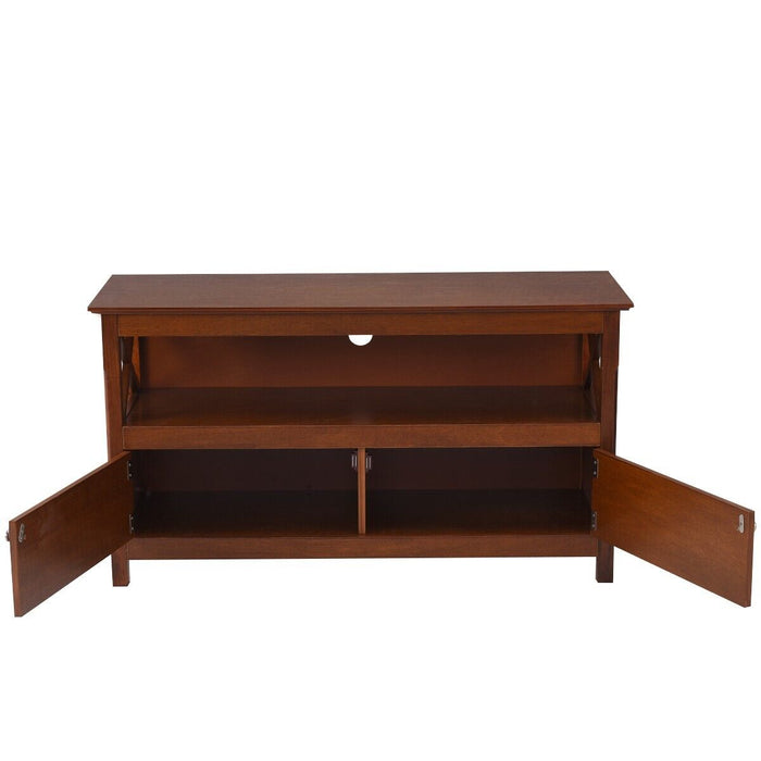 TV Stand Wood Material - Suitable for Television up to 50 Inches, Black Finish - Ideal for Home Entertainment System Placement