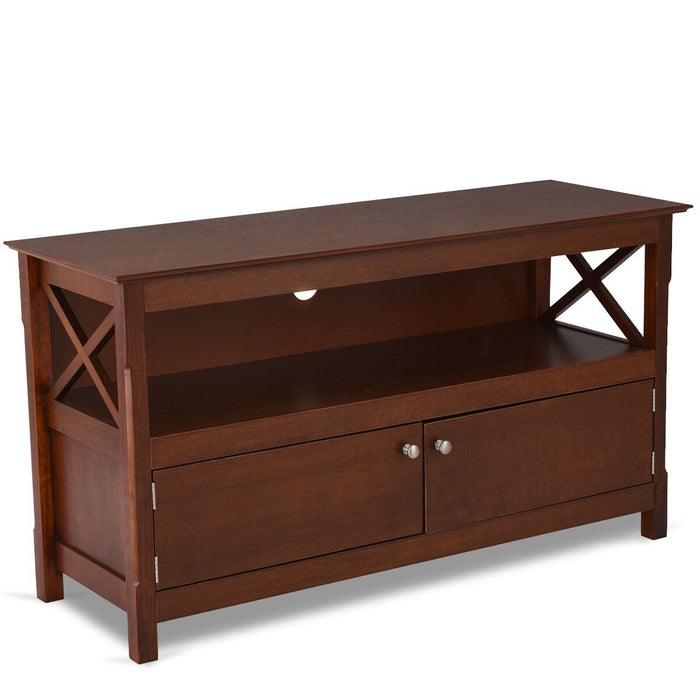 TV Stand Wood Material - Suitable for Television up to 50 Inches, Black Finish - Ideal for Home Entertainment System Placement