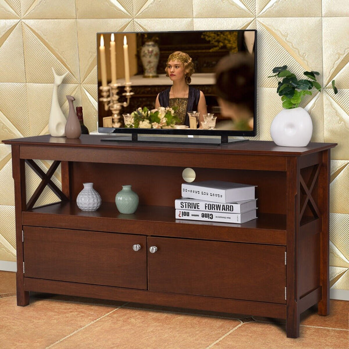 TV Stand Wood Material - Suitable for Television up to 50 Inches, Black Finish - Ideal for Home Entertainment System Placement