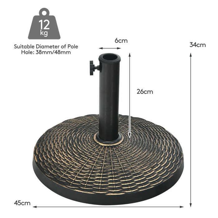 Outdoor Resin Parasol Base, 38mm/48mm - Reliable Stand with Adjustable Knob for Patio Umbrellas - Perfect for Outdoor Spaces & Stability Solution