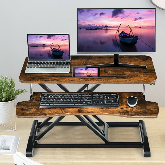 Adjustable Desk Brand - Standing Desk with Keyboard Tray Feature - Ideal for Office Workers Wanting Comfortable Workspace