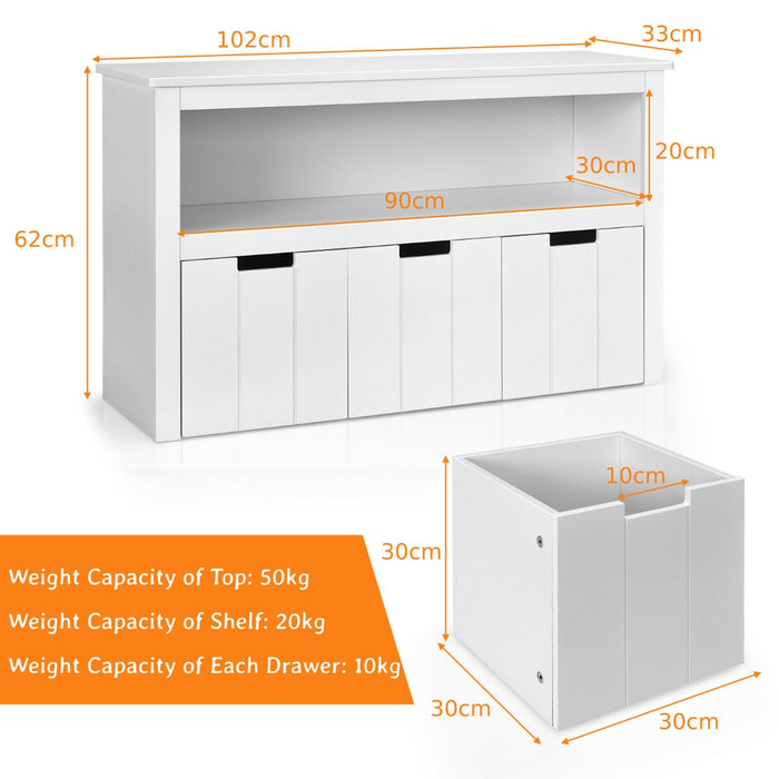 Kids' 3-Drawer Storage Cabinet - Open Shelf Design for Easy Access - Perfect Solution for Children's Room Organization