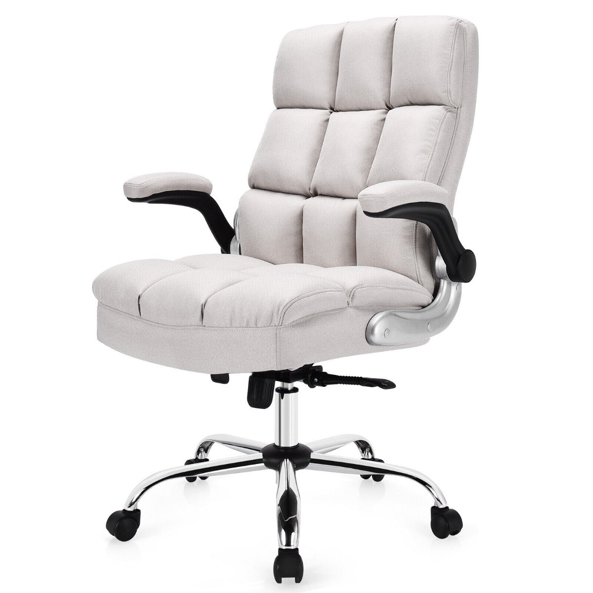 Linen Upholstered Executive Chair - Ergonomic High Back Design for Home Office Use - Perfect Comfort Solution for Busy Professionals, Beige