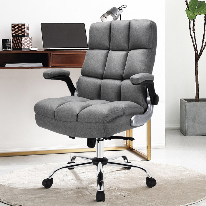 Linen Upholstered Executive Chair - Ergonomic High Back Design for Home Office Use - Perfect Comfort Solution for Busy Professionals, Beige