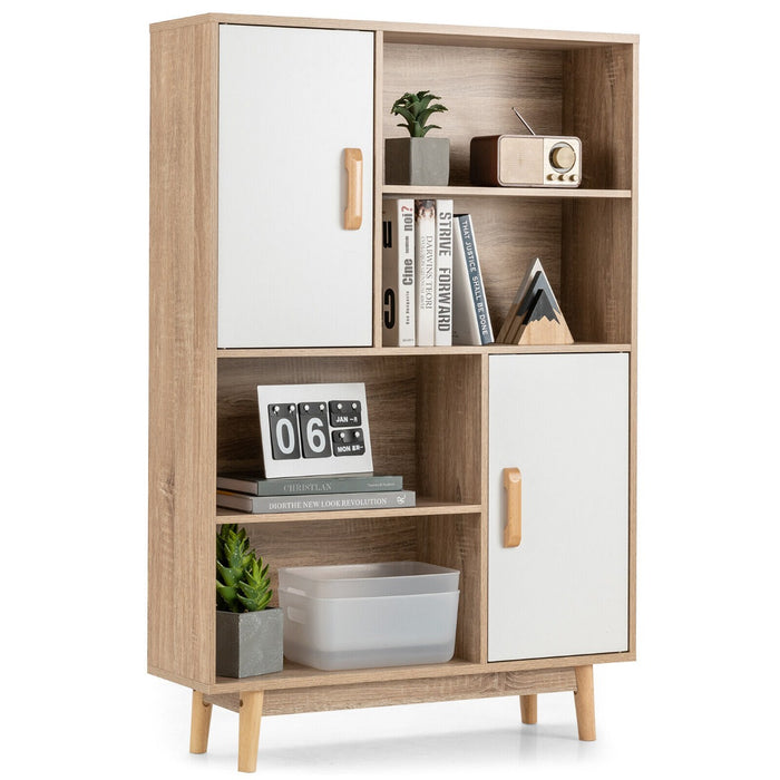 Freestanding Wooden Sideboard Cabinet - 2-Door Storage Unit with 4 Shelves in White - Ideal For Organising Home Essentials
