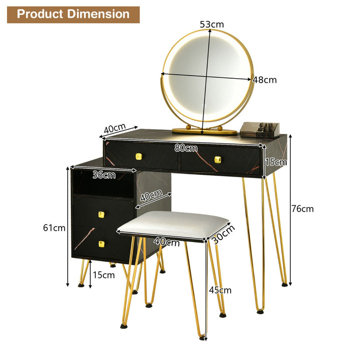 Vanity Dressing Table with Detachable LED Mirror - 3 Adjustable Color Modes and Fashionable Brown Finish - Perfect for Makeup Application and Styling Sessions