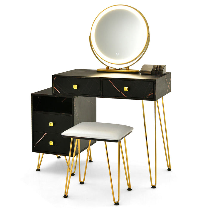 Vanity Dressing Table with Detachable LED Mirror - 3 Adjustable Color Modes and Fashionable Brown Finish - Perfect for Makeup Application and Styling Sessions