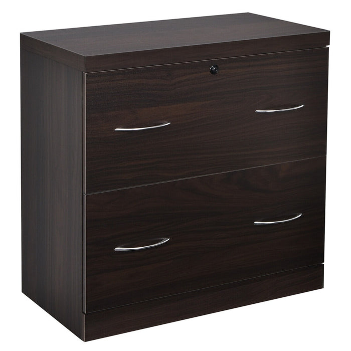 Secure Storage Solutions - Lockable File Cabinets with 2 Drawers and Adjustable Hanging Bar, Coffee Color - Ideal for Office Use and Document Organization