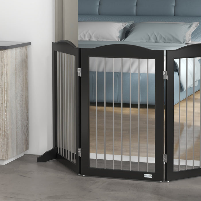 Freestanding Foldable Dog Gate with Two Support Feet - Perfect Barrier for Staircases, Hallways, and Doorways - Ideal for Pet Owners Seeking Safety and Flexibility