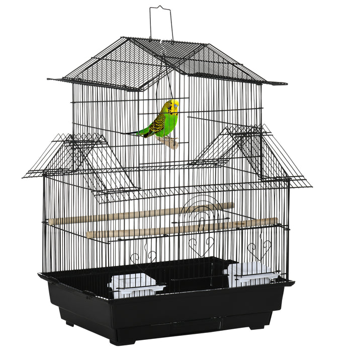 Sturdy Metal Bird Cage for Small Birds - Includes Plastic Swing, Perch, Food Tray - Ideal for Finch, Canary, and Budgie Comfort and Care