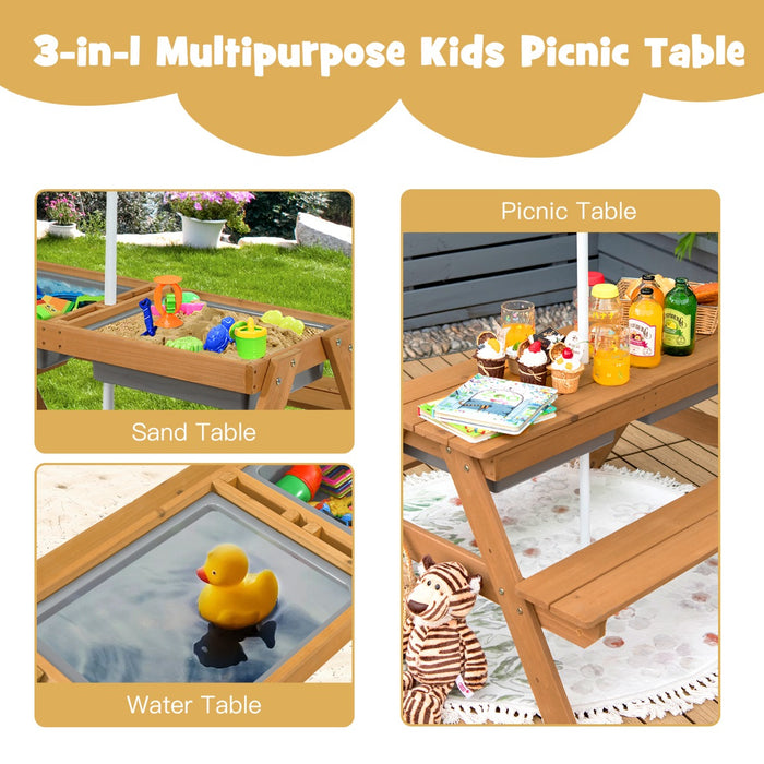 Child-Friendly Dining Furniture - Multicolor Kids Picnic Table with Umbrella - Perfect for Outdoor Play and Meals