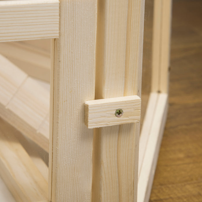 Large Wooden Hamster Habitat - 3-Tier Exercise Playhouse with Slide for Small Animals - Eco-Friendly Natural Activity Center for Mice, Rats, and Hamsters