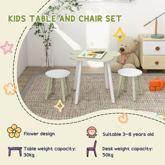 Kids 3-Piece Flower Design Table & Chair Set - Durable Children's Furniture for Bedroom, Nursery, Playroom - Bright Yellow, Perfect for Creative Play and Learning