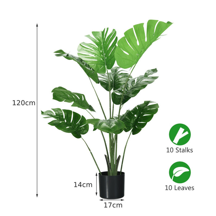 2 Packs of 120cm Fake Monstera Delicious Plants - Lifelike Greenery with Cement Pot - Perfect for Home or Office Decor with No Maintenance Required