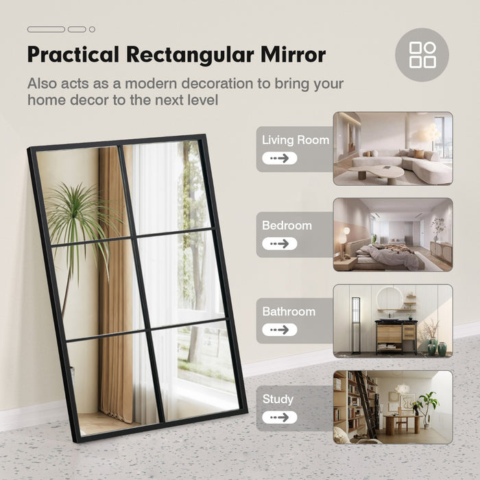 Large Rectangle Metal Frame Mirror - Wall Mirror for Home Decoration - Ideal for Living Room, Hallway or Bedroom Decor