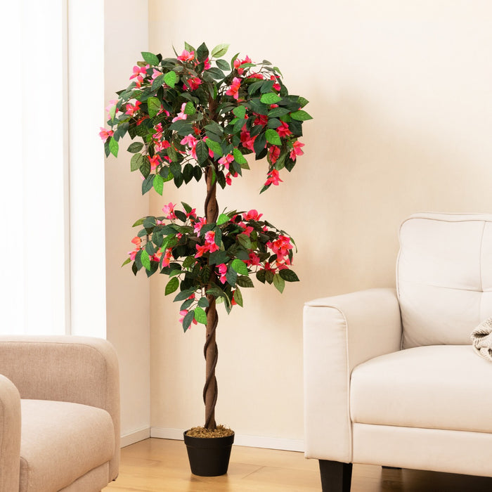 Artificial Bougainvillea Tree - 140 CM Tall, 252 Flowers, 630 Leaves and Real Wood Trunk - Perfect for Indoor and Outdoor Decoration