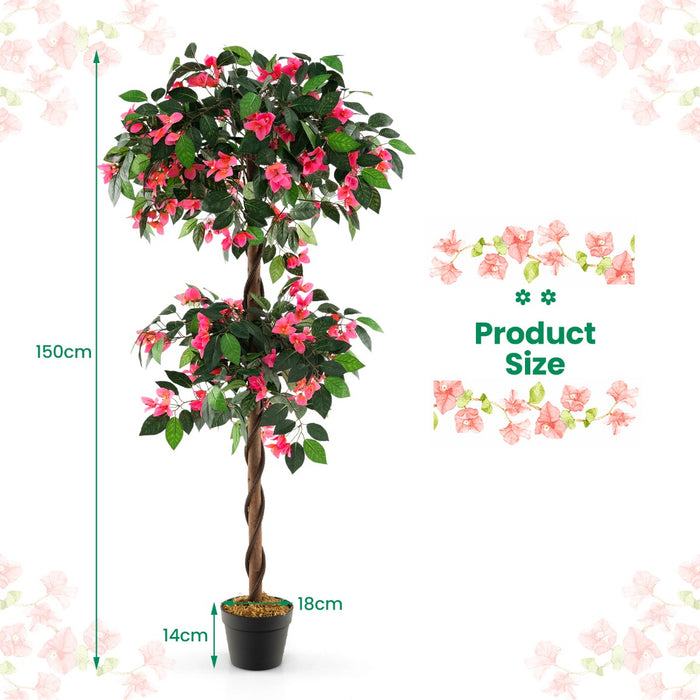 Artificial Bougainvillea Tree - 140 CM Tall, 252 Flowers, 630 Leaves and Real Wood Trunk - Perfect for Indoor and Outdoor Decoration