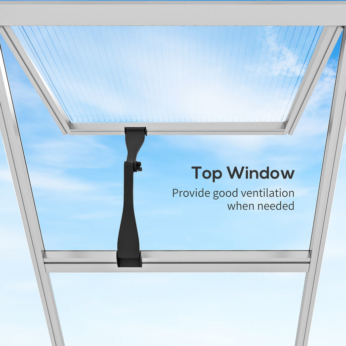 Polycarbonate Walk-In Greenhouse 6x10ft - Sturdy Aluminium Frame, Integrated Rain Gutters, Ample Ventilation with Window - Ideal for Garden Plant Cultivation