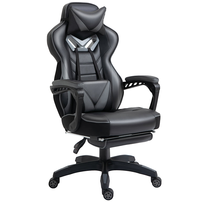 Ergonomic Racing Gaming Chair - Adjustable Height, Recliner, Wheels, Lumbar Support, Retractable Footrest - Ideal for Home Office Comfort and Long Gaming Sessions
