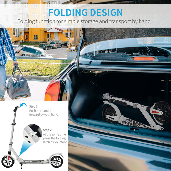 Adjustable Kick Scooter with 200mm Wheels - Foldable Design, Shock Absorbing & Foot Brake Features - Ideal for Teens & Adults Over 14 Years