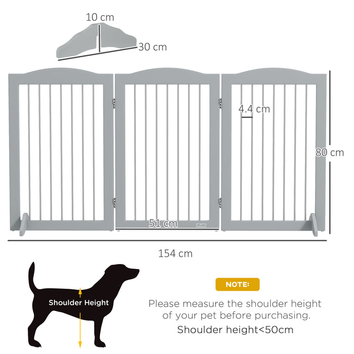 Foldable Freestanding Pet Barrier - Sturdy Dog Gate with Two Support Feet for Secure Placement - Ideal for Staircases, Hallways, Doorways in Grey