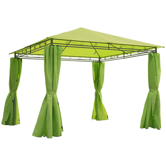 Metal Garden Gazebo, 3m x 3m, Lemon Green - Sturdy Outdoor Shelter with Elegant Design - Ideal for Backyard Entertaining & Protection from Elements