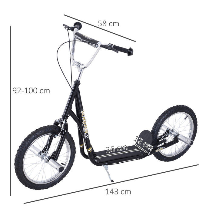 Kids Stunt Scooter with 16" Wheels - Adjustable Height, Dual Brakes, Ideal for 5+ Years - Durable Push Scooter in Black for Young Stunt Enthusiasts