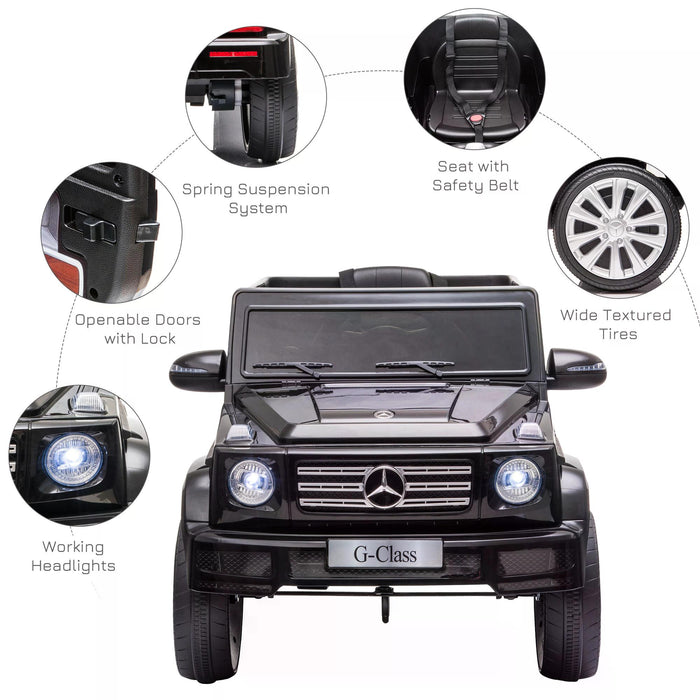 Mercedes Benz G500 Electric Ride On Car for Kids - 12V Battery-Powered Vehicle with Music, Lights, MP3 Player, Suspension Wheels - Includes Parental Remote Control for Safety