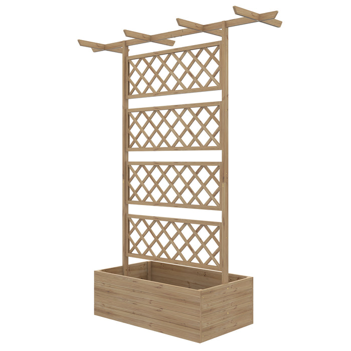 Raised Wooden Trellis Planter Box - Ideal for Vegetables, Herbs, and Flowers Gardening - Enhances Garden Space with Natural Aesthetics