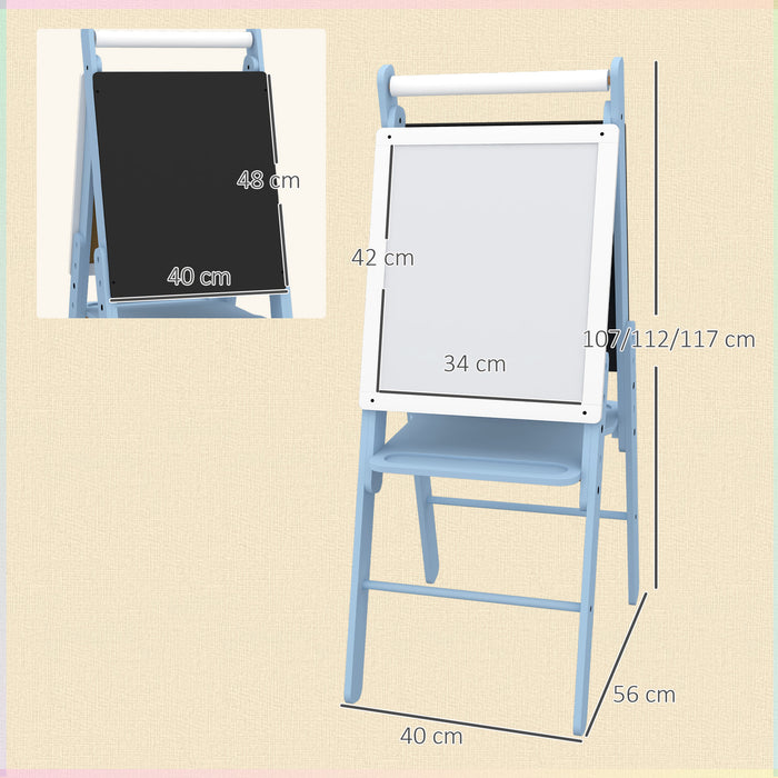Kids' 3-in-1 Art Easel with Paper Roll - Height Adjustable, Double-Sided Whiteboard & Chalkboard - Creative Drawing Station for Ages 3-6
