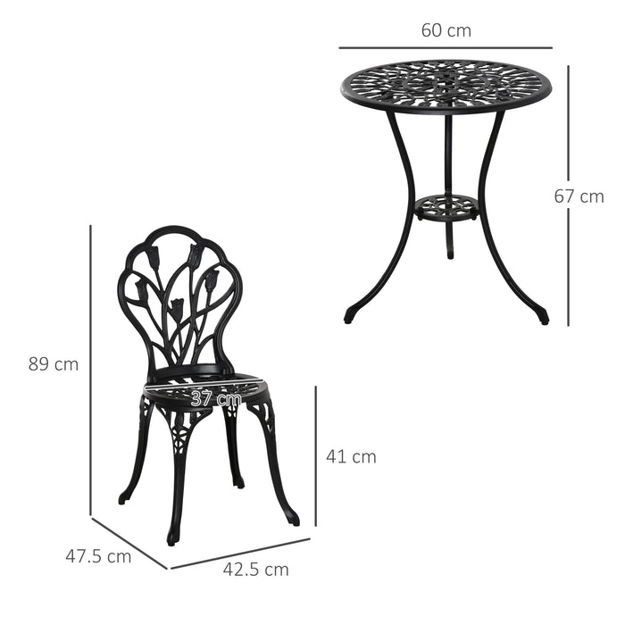 3 Piece Patio Bistro Set - Outdoor Aluminum Dining Furniture with Umbrella Hole, Garden and Balcony-Friendly - Ideal for Al Fresco Meals and Relaxation