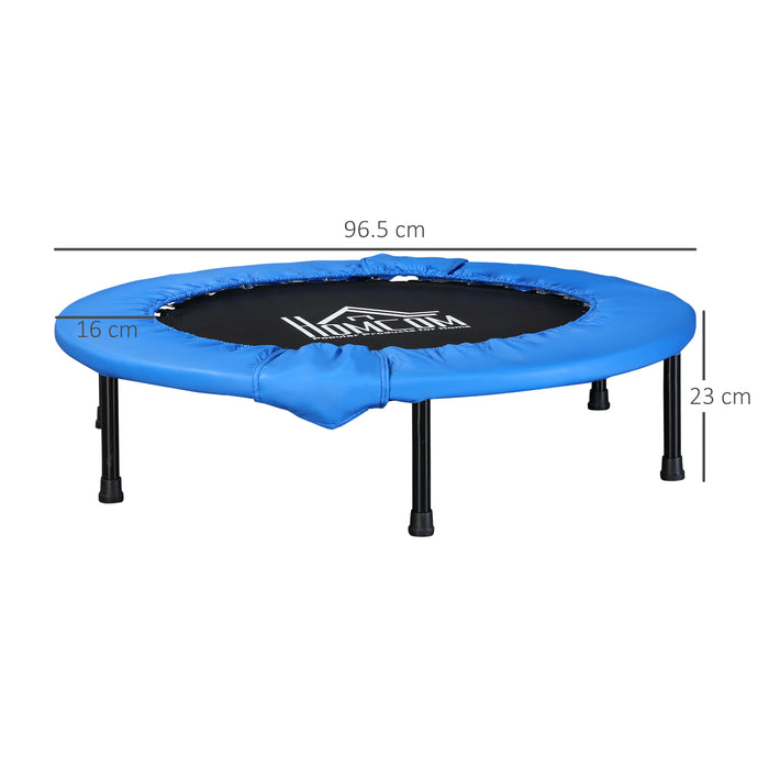 Foldable Mini Trampoline Φ96cm - Home Gym Rebounding Fitness Equipment with Safety Pad - Ideal for Yoga, Exercise, Indoor & Outdoor Jump Workouts, Blue/Black