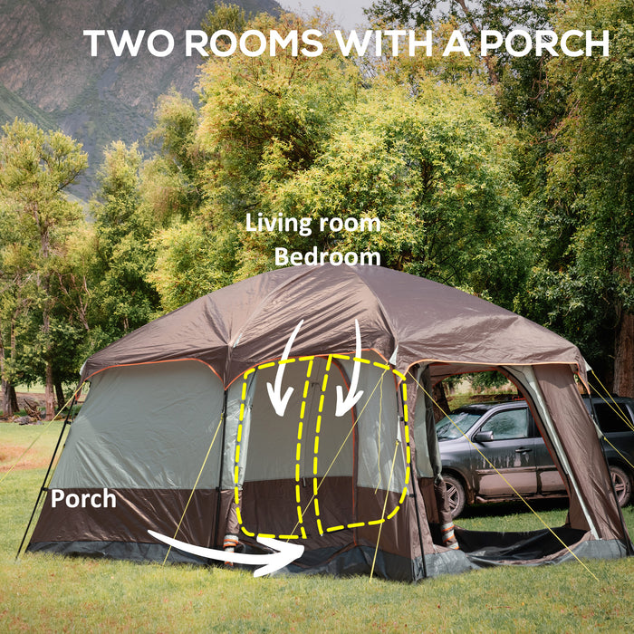 Two-Room 3-4 Person Camping Tent with UV50+ Protection - Dual-Chamber Outdoor Shelter with 3000 mm Water Resistance and Vestibule - Includes Groundsheet and Portable Bag for Hikers and Campers