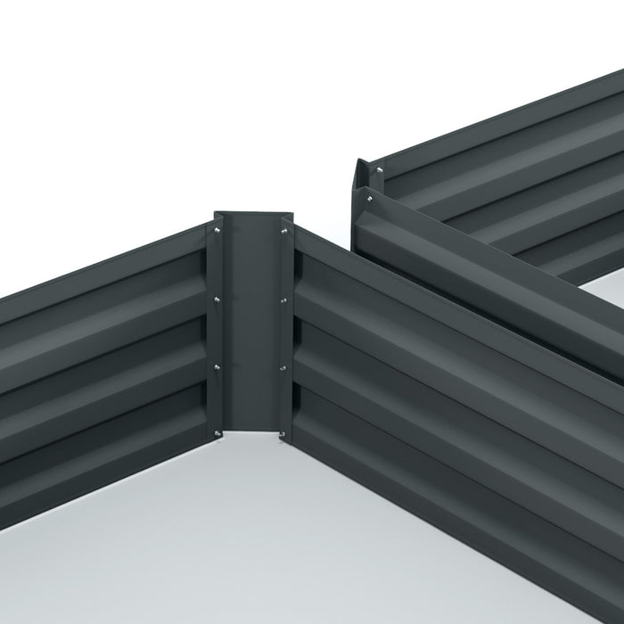 291L Raised Garden Bed Twin-Pack - Elevated Galvanised Planter Box for Flowers and Herbs, 100x100x30cm, Dark Grey - Ideal for Urban Gardeners & Small Outdoor Spaces