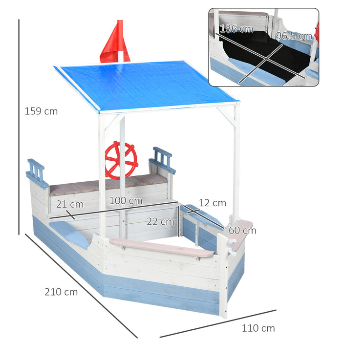 Wooden Kids Sandbox with UV-Protective Canopy - Durable Outdoor Play Sandpit for Ages 3-8 - Safe & Fun Backyard Activity Center for Children