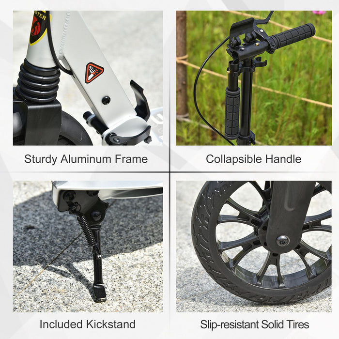 Foldable Adult & Teens Kick Scooter with Height Adjustment - Durable Aluminum Ride-On with Rear Wheel & Hand Brake, Shock Mitigation - Convenient Commuting for Ages 14 & Up, Silver Finish