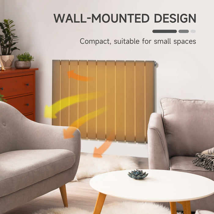 Water-Filled Space Heater - 83 x 60cm Horizontal Designer Radiator, Quick Warm-Up for Living Room, Study, Garage - Ideal for Home Heating, Grey Model