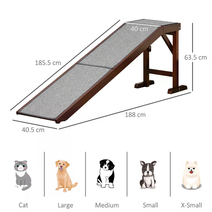 PetSafe Gentle Rise Dog Ramp - Non-Slip Carpeted Incline with Durable Pine Frame, 188 x 40.5 x 63.5 cm, in Brown and Grey - Ideal for Older or Mobility-Impaired Pets