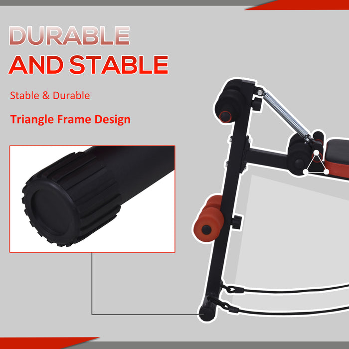 Foldable Exercise Weight Bench with Elastic Rope - Multifunctional Sit Up Workout Equipment - Ideal for Home Gym and Core Strength Training