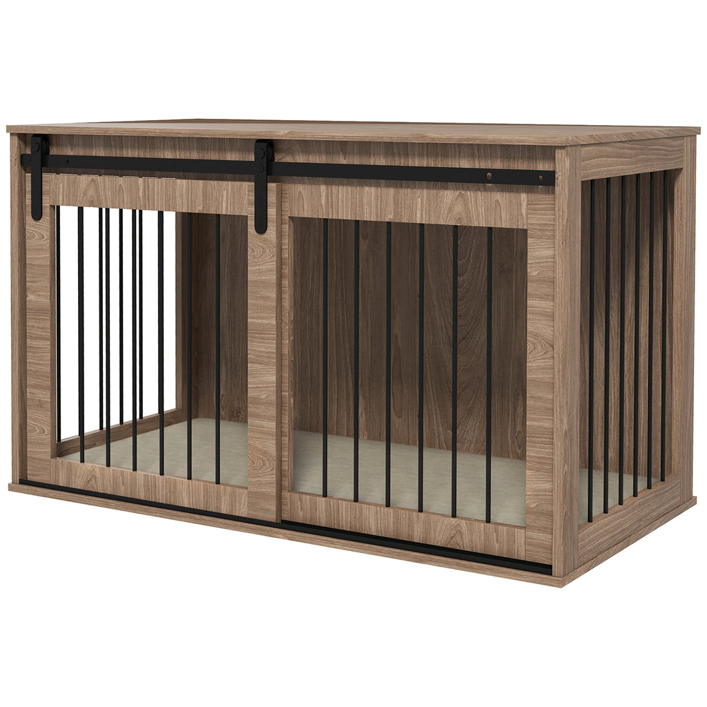 XL Canine Habitat - Large Dog Crate Furniture with Removable Cushion, 118x60x73cm, in Elegant Brown - Ideal for Big Breed Comfort & Home Integration