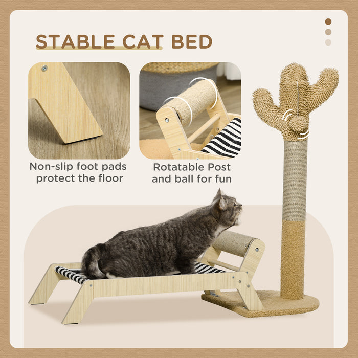 Cactus-Themed 2-in-1 Cat Scratching Post with Cozy Hammock Bed - Durable Cat Condo Tower for Climbing and Lounging - Perfect for Indoor Cats and Playful Kittens