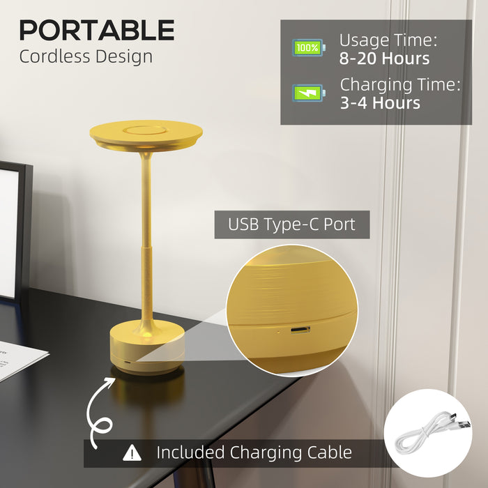 Touch-Activated Cordless Table Lamp - LED Desk Light with 4000mAh Battery, 3 Color Settings, Gold Tone - Ideal for Bedroom and Living Room Ambiance