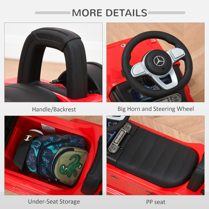 Aosom Licensed Mercedes-Benz G350 - Toddler Push and Slide Car with Large Steering Wheel and Anti-Tipping System - Safe Ride-On Toy for Kids