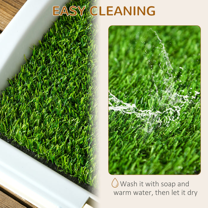 Indoor Puppy Potty Trainer - Artificial Grass Mat with Grid Panel and Leakproof Tray, 63 x 48.5 cm - Ideal for Housebreaking and Small Dogs
