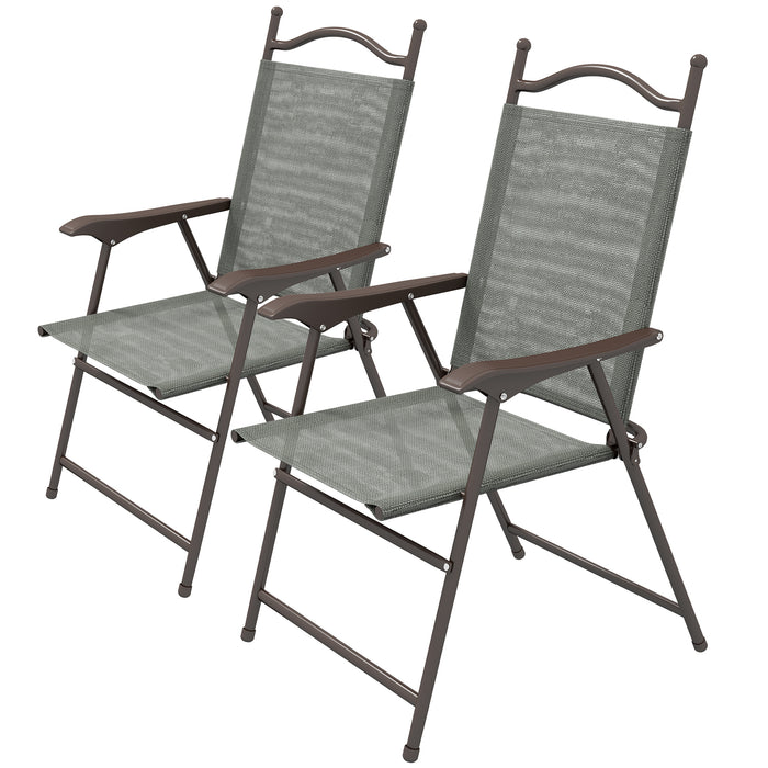 Folding Patio Camping Chair Duo - Sturdy Adult Sports Chairs with Armrests, Breathable Mesh Fabric - Ideal for Outdoor Lawn Activities